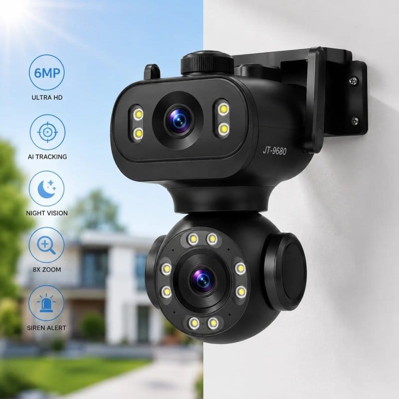 Jortan JT-9680 PTZ kamera sa dva objektiva 6MP WiFi 8x zoom PTZ kamera sa dva objektiva - prednja strana