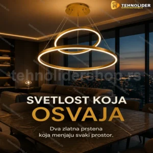 LED luster dva zlatna prstena 32W sa daljinskim upravljačem