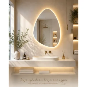 LED ogledalo asimetričnog oblika za kupatilo 52×72 cm