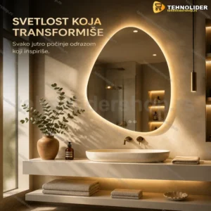 LED ogledalo asimetričnog oblika za kupatilo 52×72 cm