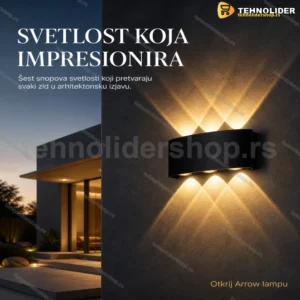 LED spoljna zidna lampa Arrow 6×1W crna IP54 up-down
