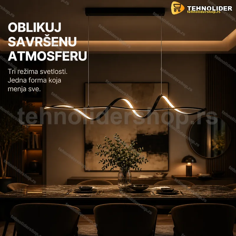 Linijski LED luster talasastog oblika sa 3 režima svetlosti 23W Linijski LED luster talasastog oblika sa 3 režima svetlosti 23W
