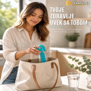 Flašica za vodu s odvojivim organizatorom za lekove — 7 pregrada