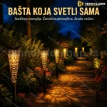 Solarne baštenske lampe — baklja sa ornamentom, 44 cm, zamenljiva baterija