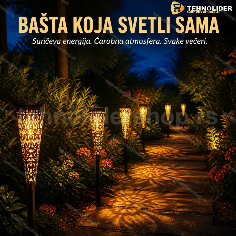 Solarne baštenske lampe — baklja sa ornamentom, 44 cm, zamenljiva baterija Solarne baštenske lampe — baklja sa ornamentom, 44 cm, zamenljiva baterija