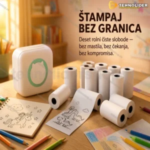 Rolne termo papira za dečiji mini štampač — 10 komada