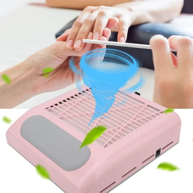 Roze aspirator za nokte 80W sa jastukom za ruku roze aspirator za nokte 80W - prednja strana