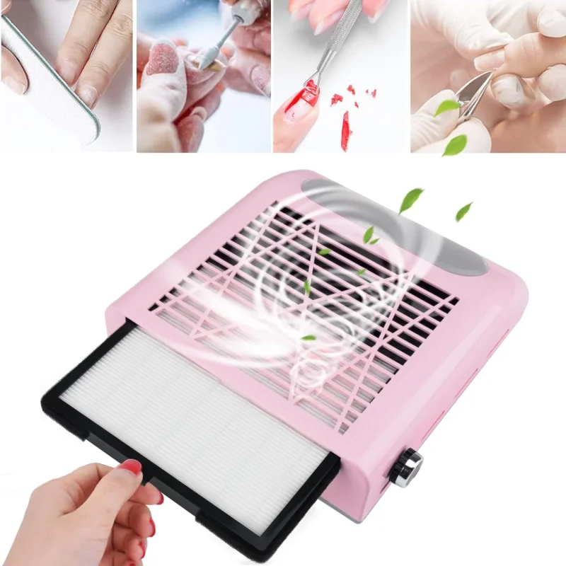 Roze aspirator za nokte 80W sa jastukom za ruku roze aspirator za nokte 80W - detalji