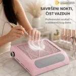 Roze aspirator za nokte 80W sa jastukom za ruku