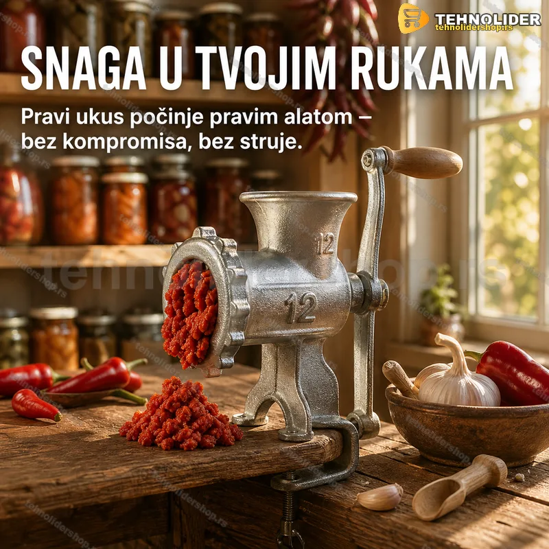 Ručna metalna mašina br. 12 za mlevenje mesa sa stegom Ručna metalna mašina br. 12 za mlevenje mesa sa stegom