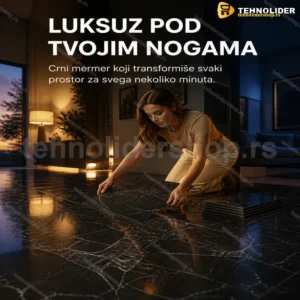 Samolepljive podne obloge crni mermer 60x60 cm, 10 kom