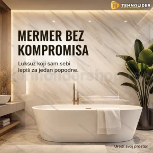 Samolepljive zidne obloge bele mermer PVC ploče 60x60 cm, 12 kom