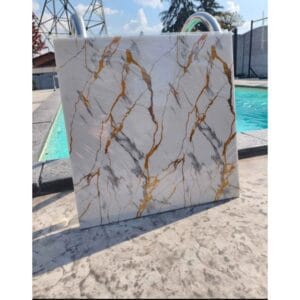 Samolepljivi zidni paneli beli mermer zlatne žile 60x60 cm, 10 kom