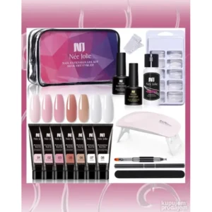 Set za poli gel nadogradnju noktiju sa 7 gelova i mini UV/LED lampom