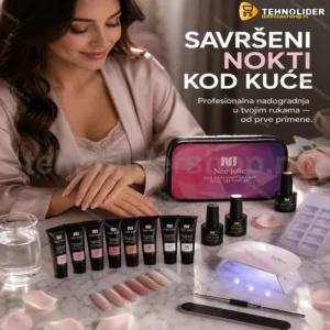 Set za poli gel nadogradnju noktiju sa 7 gelova i mini UV/LED lampom