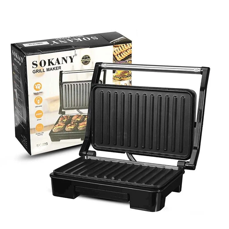 SOKANY SK-223 električni toster i gril 850W — kućište od nerđajućeg čelika SOKANY SK-223 toster i gril - prednja strana