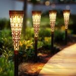 Solarne baštenske lampe — baklja sa ornamentom, 44 cm, zamenljiva baterija