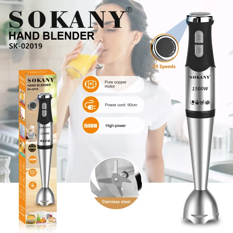 Štapni blender SOKANY SK-02019 sa 5+ brzina, 1500 W SOKANY SK-02019 štapni blender - detalji