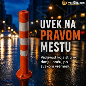 Stubić saobraćajni fleksibilni 75 cm sa reflektujućim trakama