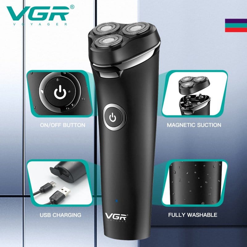 VGR V-319 električni brijač sa tri rotacione glave VGR V-319 brijač - detalji