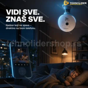 WiFi nadzorna kamera V380 D8 3MP sa LED reflektorom, grlo E27