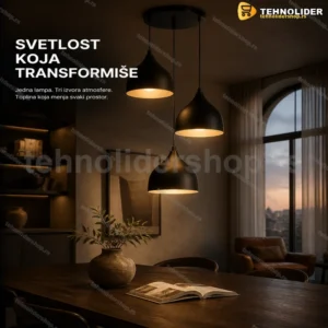 WOTTES YP3-2288 — tri crne kupe viseća lampa E27