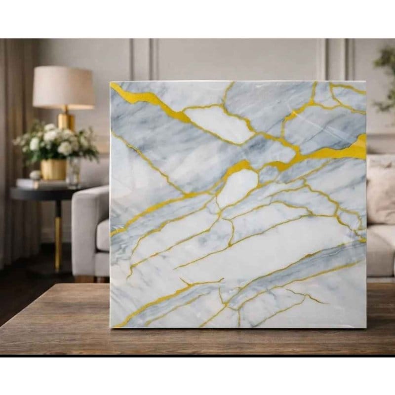 Zidni paneli belo zlatni mermer 60x60 cm, 10 kom zidni paneli belo zlatni - prednja strana