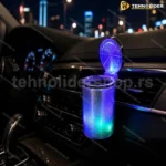 Auto pepeljara sa LED osvetljenjem, poklopcem i metalnim uloškom