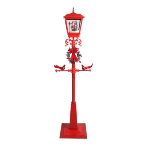Dekorativna crvena snežna lampa sa Deda Mrazom, 140 cm