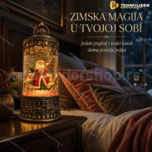 Dekorativna lampa sa Deda Mrazom i efektom snega