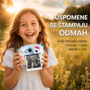 Foto-štampač za decu Jednorog — plavi, termalni, bez mastila