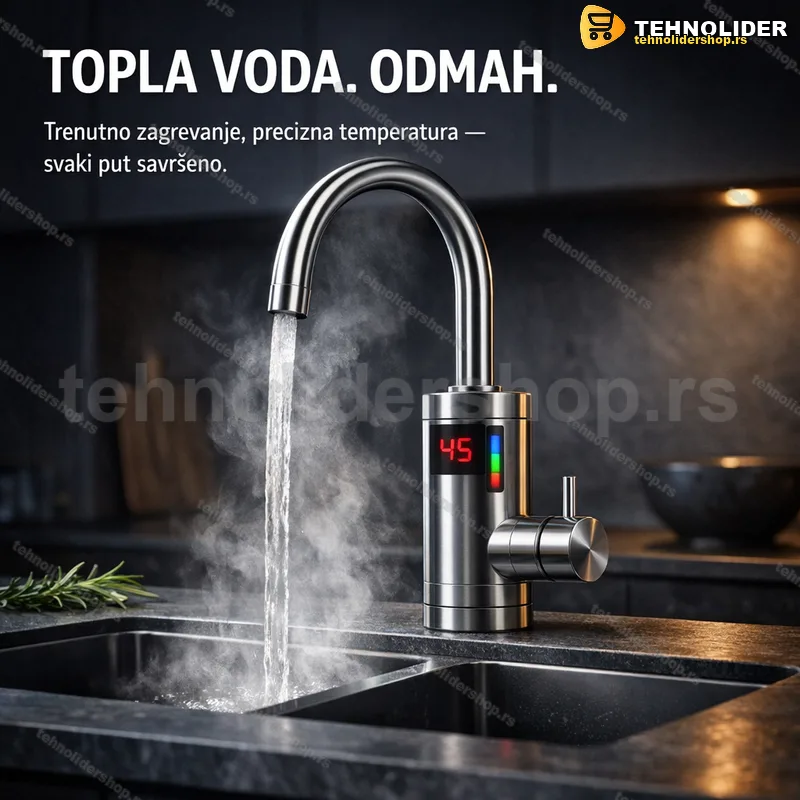 Inox protočna slavina RY-019 sa grejačem 3000 W i displejom Inox protočna slavina RY-019 sa grejačem 3000 W i displejom