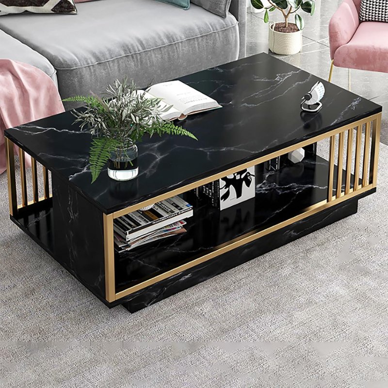Klub sto sa pločom u dezenu crnog mermera 120x60x40 cm pravougaoni klub sto - detalji