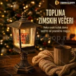 LED lanterna sa Deda Mrazom i jelkom, visina 31 cm