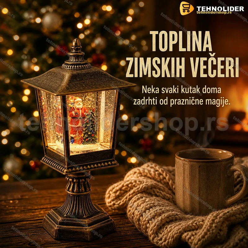 LED lanterna sa Deda Mrazom i jelkom, visina 31 cm LED lanterna sa Deda Mrazom i jelkom, visina 31 cm