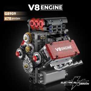Model V8 motora od kockica sa pokretnim klipovima — 478 delova