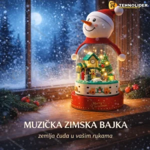 Muzička kutija sneško — set kockica 220 delova sa svetlom