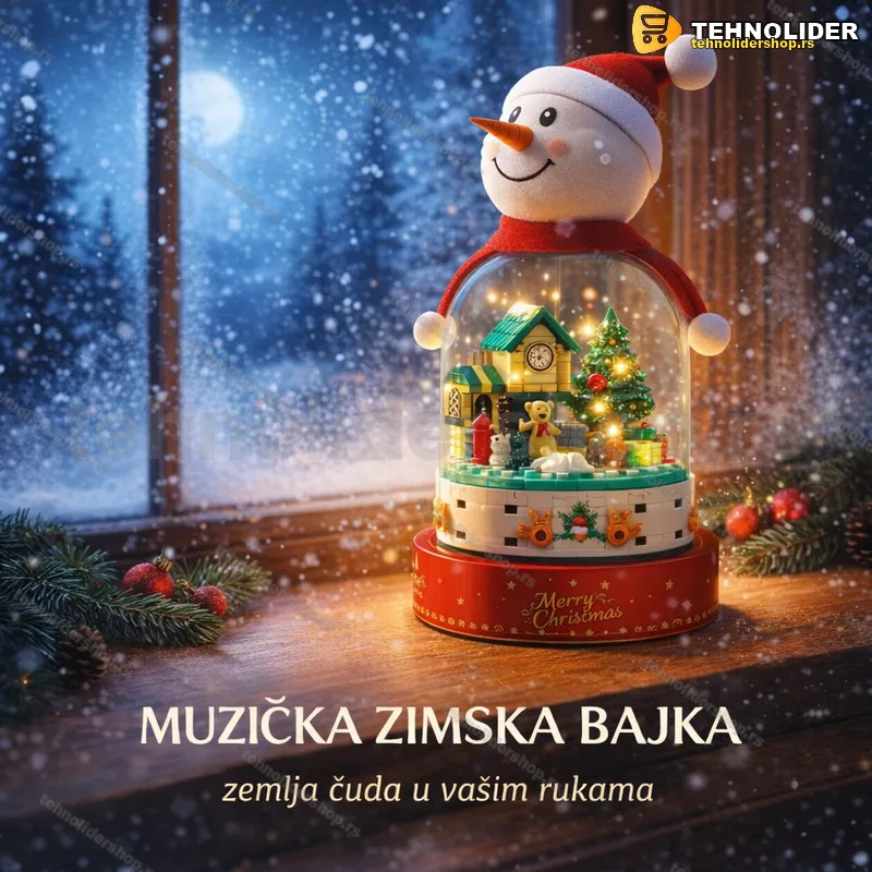 Muzička kutija sneško — set kockica 220 delova sa svetlom Muzička kutija sneško — set kockica 220 delova sa svetlom