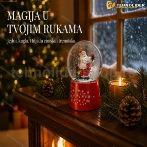 Muzička snežna kugla Deda Mraz — dekoracija za dom, 21 cm
