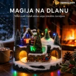 Novogodišnje osvetljeno selo sa muzikom i sankama, 21,5 cm