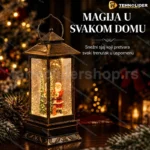 Novogodišnji LED fenjer sa figurama od smole i muzikom