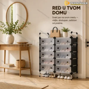 Polica za obuću sa 12 pregrada i providnim vratancima