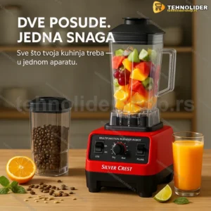 Silver Crest blender 4500W sa dve čaše — 2 l i čaša za mlevenje