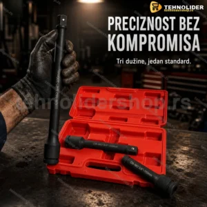 Set produžetaka za gedore 3/4 cola — 3 komada u koferu