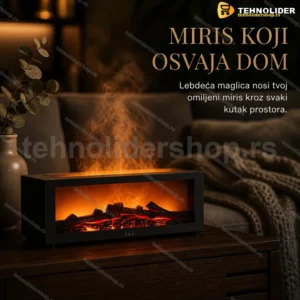 Aroma difuzer u obliku kamina sa 7 boja LED svetla i daljinskim