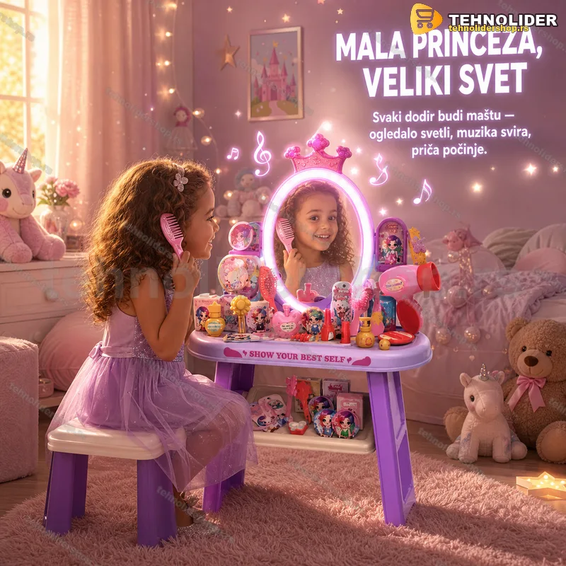 Sto za šminkanje sa ogledalom, svetlom i muzikom — 53 dela Sto za šminkanje sa ogledalom, svetlom i muzikom — 53 dela