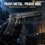 Replika pištolja Kolt 1911 — full metal airsoft, crne korice
