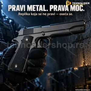Replika pištolja Kolt 1911 — full metal airsoft, crne korice