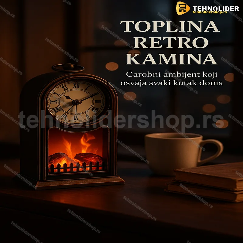 Retro dekorativna lampa — stoni sat sa efektom kamina 2u1 Retro dekorativna lampa — stoni sat sa efektom kamina 2u1