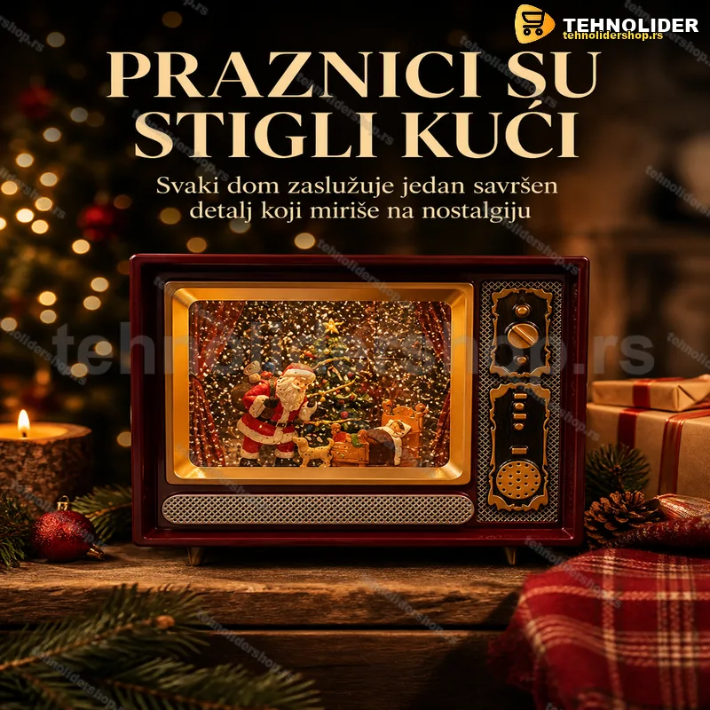Retro televizor novogodišnja dekoracija za policu Retro televizor novogodišnja dekoracija za policu